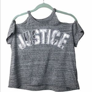 Justice Active Cropped Top Grey T-Shirt Small